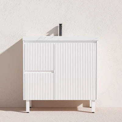 Crete Free Standing Vanity on Legs Matte White
