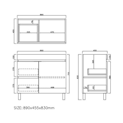 Camden Free Standing Vanity on Legs Coastal Oak
