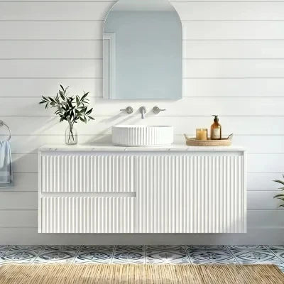 Crete Fluted Wall Hung Vanity Matte White