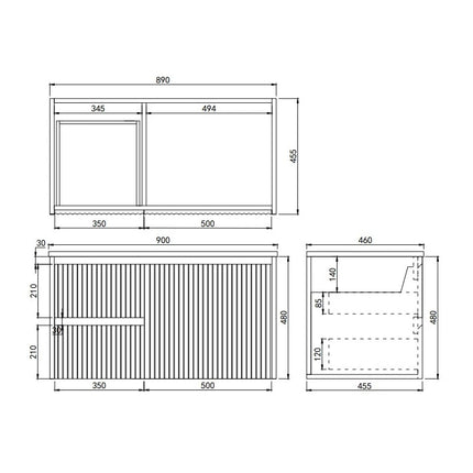 Crete Fluted Wall Hung Vanity Matte White ,
