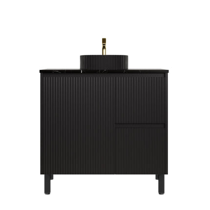 Crete Free Standing Vanity on Legs Matte Black , 900mm - RHD