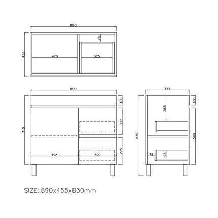 Camden Free Standing Vanity on Legs Coastal Oak