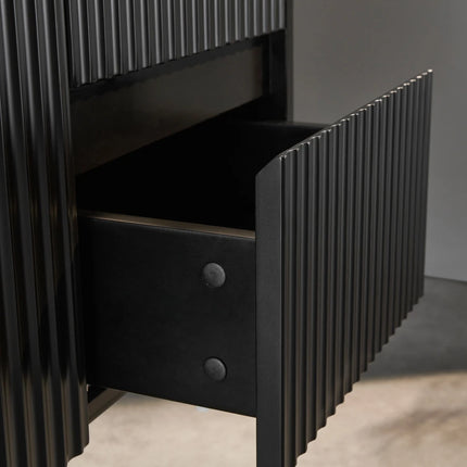 Crete Fluted Wall Hung Vanity Matte Black ,