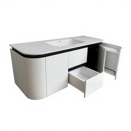 Devito Wall Hung Vanity Matte Black and White