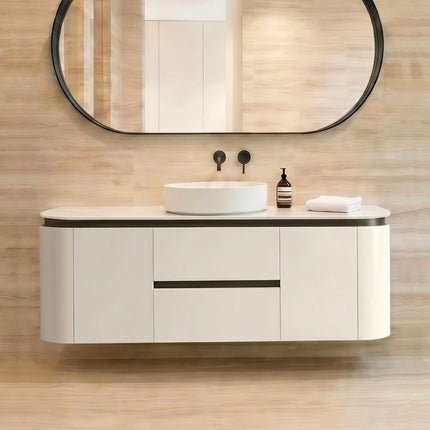 Devito Wall Hung Vanity Matte Black and White
