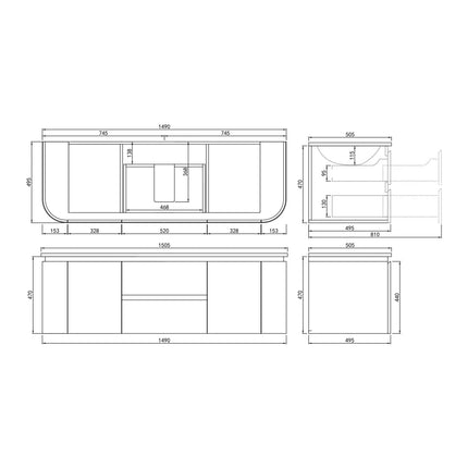 Devito Wall Hung Vanity Matte Black and White