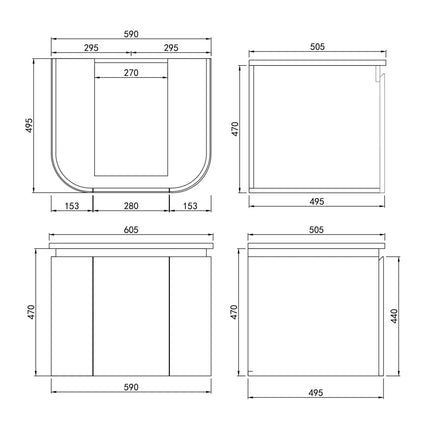 Devito Wall Hung Vanity Matte Black and White