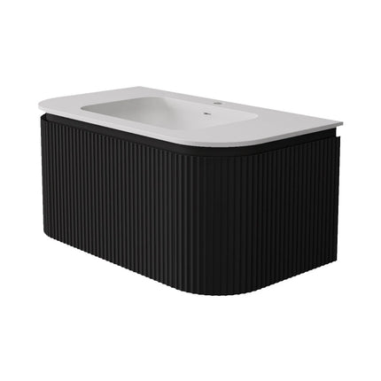 Estella Fluted Wall Hung Vanity Matte Black