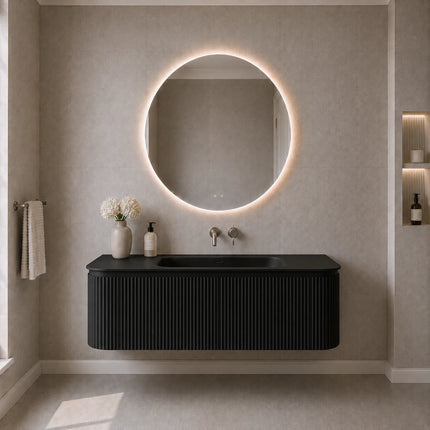 Estella Fluted Wall Hung Vanity Matte Black