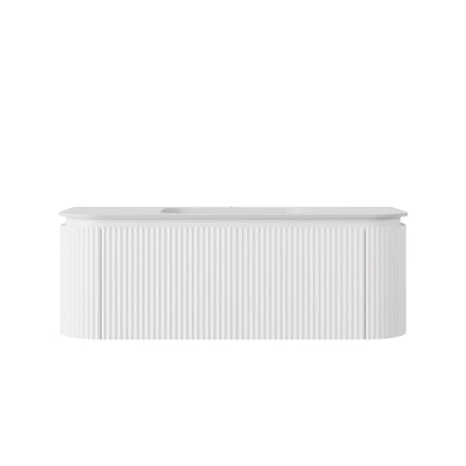 Estella Fluted Wall Hung Vanity Matte White , 1200mm