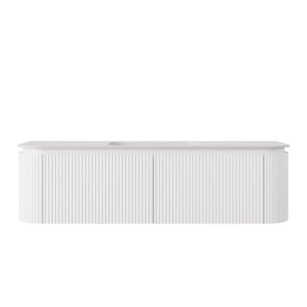 Estella Fluted Wall Hung Vanity Matte White , 1500mm