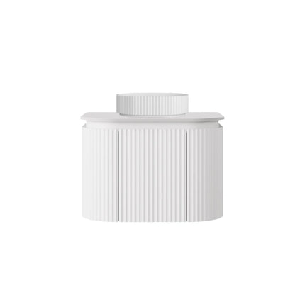 Estella Fluted Wall Hung Vanity Matte White , 600mm