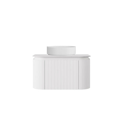 Estella Fluted Wall Hung Vanity Matte White , 750mm