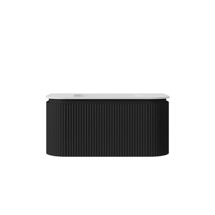 Estella Fluted Wall Hung Vanity Matte Black