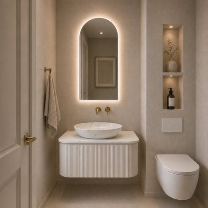 Estella Fluted Wall Hung Vanity Matte White ,