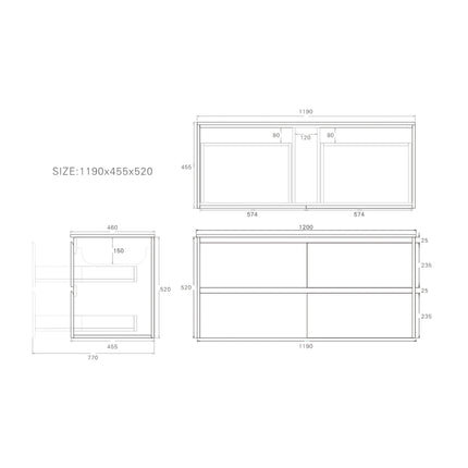 Gladstone Wall Hung Vanity Sandy Oak