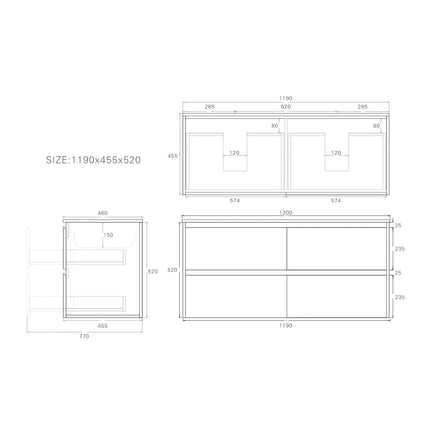 Gladstone Wall Hung Vanity Sandy Oak