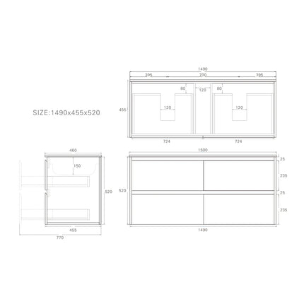 Gladstone Wall Hung Vanity Sandy Oak