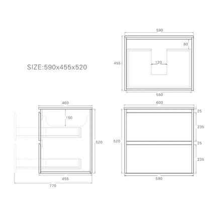 Gladstone Wall Hung Vanity Sandy Oak