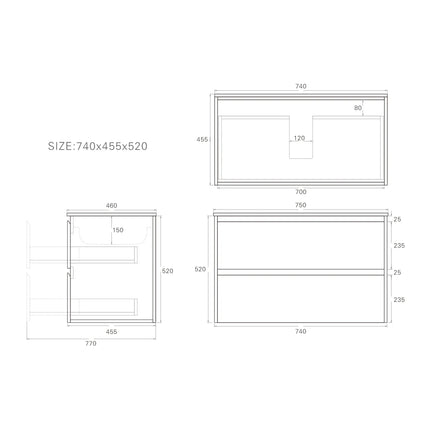 Gladstone Wall Hung Vanity Sandy Oak