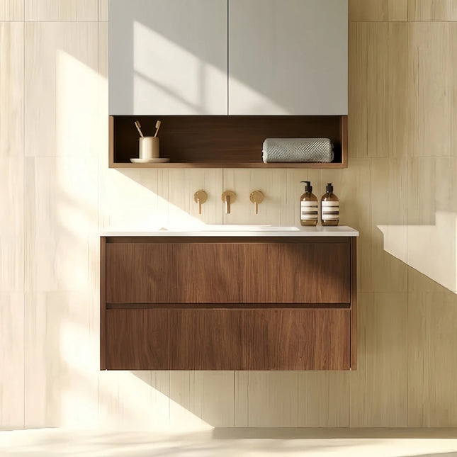 Gladstone Wall Hung Vanity Mocha Oak ,