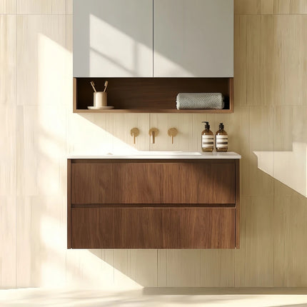 Gladstone Wall Hung Vanity Mocha Oak