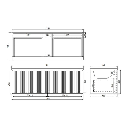 Kliff Fluted Wall Hung Vanity Matte White