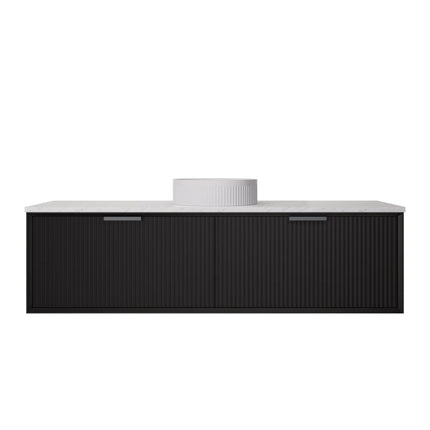 Kliff Fluted Wall Hung Vanity Matte Black