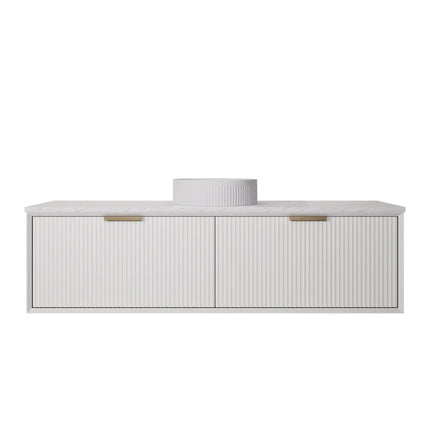 Kliff Fluted Wall Hung Vanity Matte White