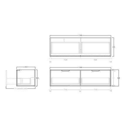 Kliff Fluted Wall Hung Vanity Coastal Oak