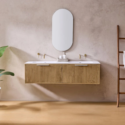 Kliff Fluted Wall Hung Vanity Prime Oak