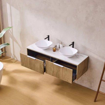 Kliff Fluted Wall Hung Vanity Prime Oak