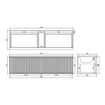 Kliff Fluted Wall Hung Vanity Matte White