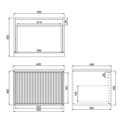 Kliff Fluted Wall Hung Vanity Matte White