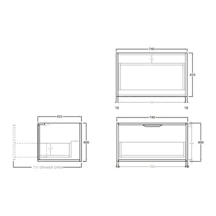 Kliff Fluted Wall Hung Vanity Coastal Oak