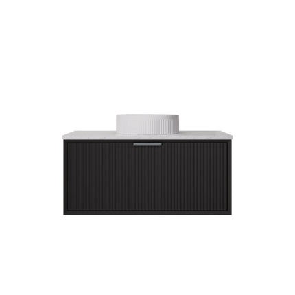 Kliff Fluted Wall Hung Vanity Matte Black