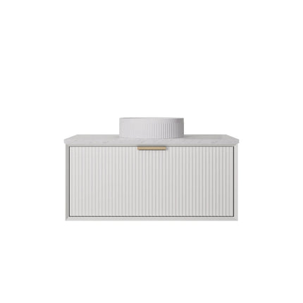 Kliff Fluted Wall Hung Vanity Matte White