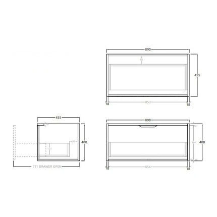 Kliff Fluted Wall Hung Vanity Coastal Oak