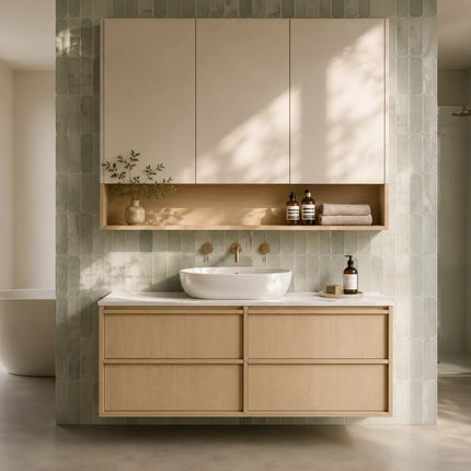 Ridgewood Wall Hung Vanity Sandy Oak ,
