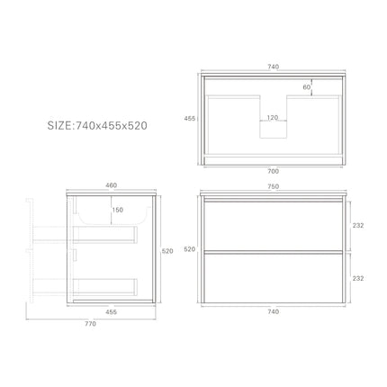 Ridgewood Wall Hung Vanity Mocha Oak