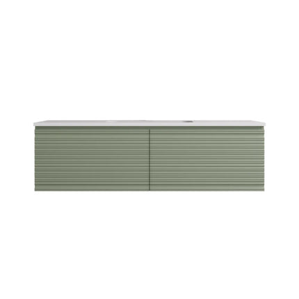 Sedona Fluted Wall Hung Vanity Olive Green