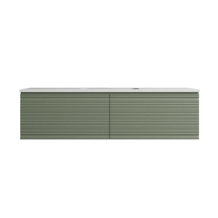 Sedona Fluted Wall Hung Vanity Olive Green