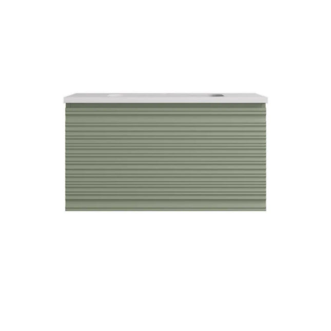 Sedona Fluted Wall Hung Vanity Olive Green