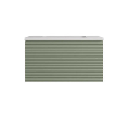 Sedona Fluted Wall Hung Vanity Olive Green