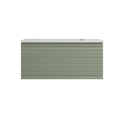 Sedona Fluted Wall Hung Vanity Olive Green