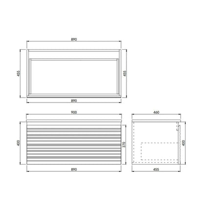 Sedona Fluted Wall Hung Vanity Matte Black