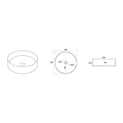 Olley Fine Ceramic Above Counter Basin Matte White ,