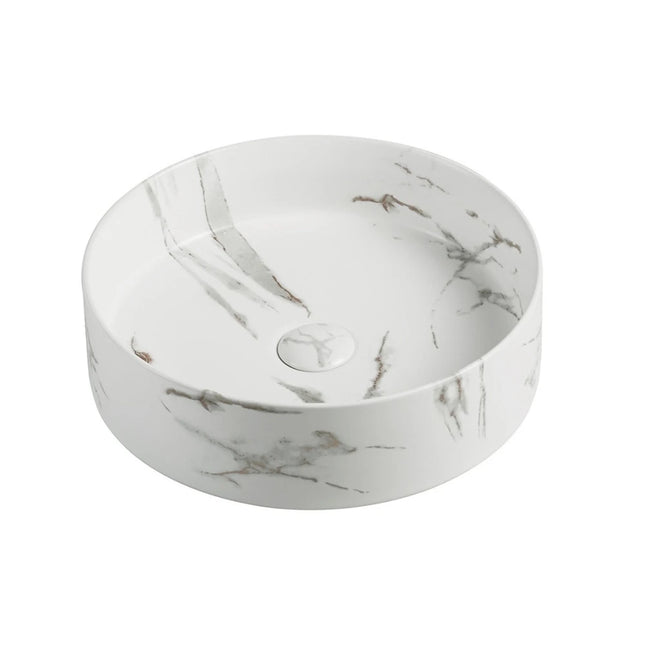 Olley Fine Ceramic Above Counter Basin Matte Carrara White and Bronze 395 X 395 X 115mm ,