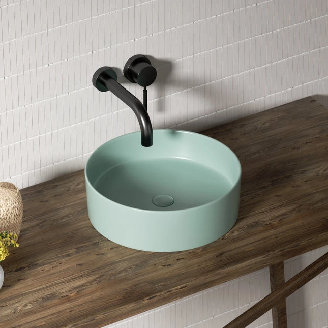 Olley Fine Ceramic Above Counter Basin Matte Green 395 X 395 X 115mm ,