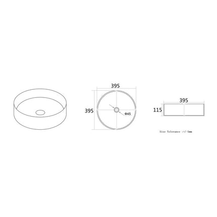 Olley Fine Ceramic Above Counter Basin Matte Green 395 X 395 X 115mm ,